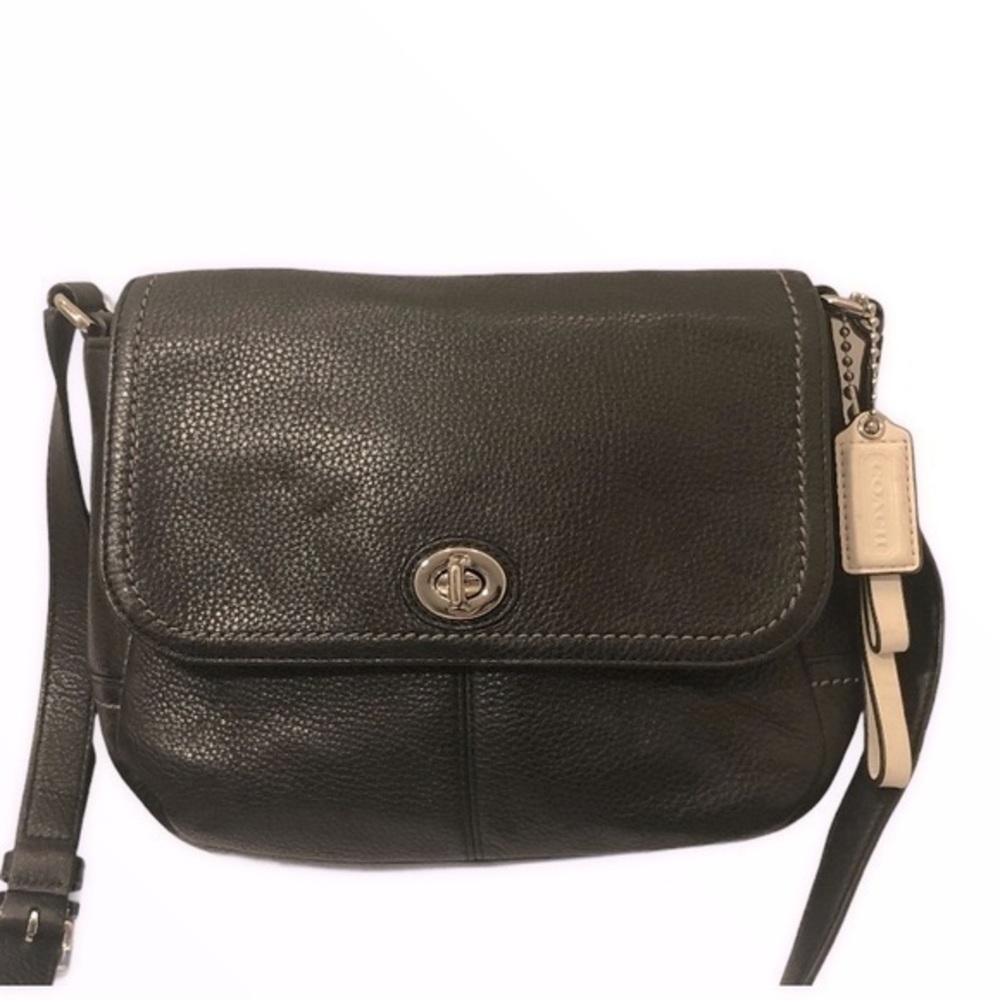 Coach park black leather crossbody bag
